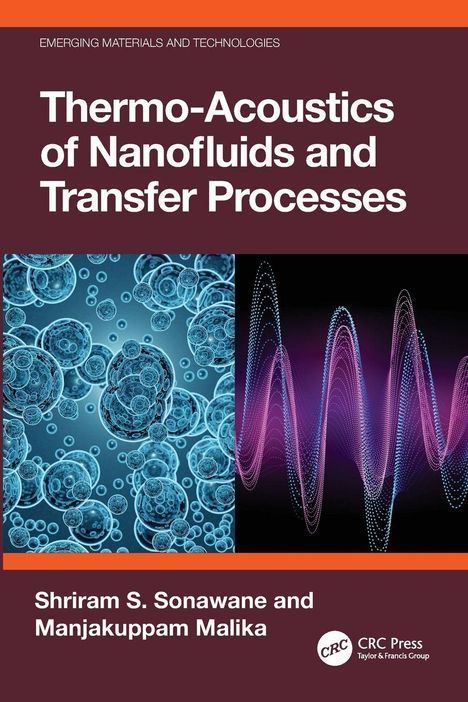 „Thermo-Acoustics of Nanofluids and Transfer Processes“ ist Titel. Links Blasen, rechts bunte Schallwellen.