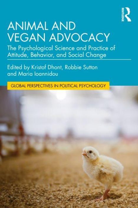 "Animal and Vegan Advocacy" mit einem gelben Küken im Vordergrund vor einem unscharfen Hintergrund auf dem Cover.