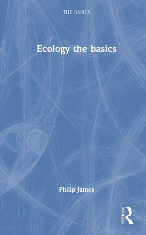 "Ecology the basics" von Philip James, blauer Hintergrund mit weißen, abstrakten Linien.