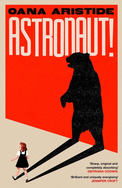 "Oana Aristide: Astronaut!" in großer Schrift. Darunter ein Mädchen, dessen Schatten wie ein Bär aussieht.