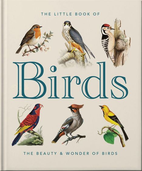 "The Little Book of Birds", "OH", "Holding Cover", "Flights of Wit & Wisdom". Ein blauer Hintergrund, schlichtes Design.