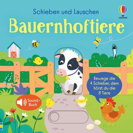 Schieben und Lauschen: Bauernhoftiere, Buch