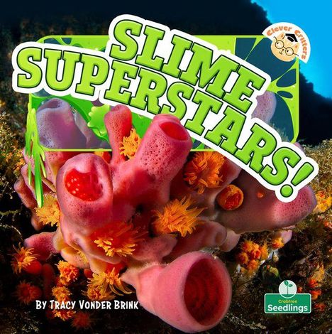Text: "SLIME SUPERSTARS!" oben. Darunter bunte Meereskreaturen. Logo: "clever critters" und "Crabtree Seedlings".