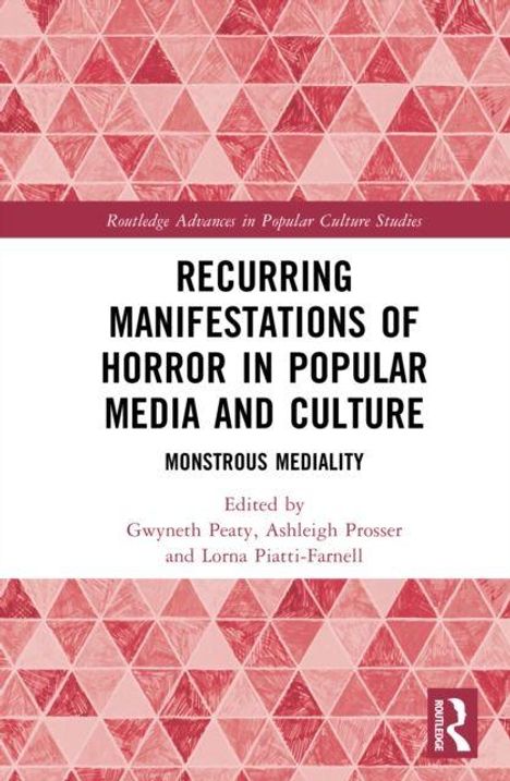 "Recurring Manifestations of Horror in Popular Media and Culture" von Gwyneth Peaty, Ashleigh Prosser, Lorna Piatti-Farnell. Oben ein rotes Dreiecksmuster.