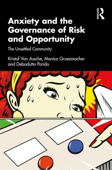 "Anxiety and the Governance of Risk and Opportunity" oben. Illustration einer besorgten Person, die Schalter betrachtet.