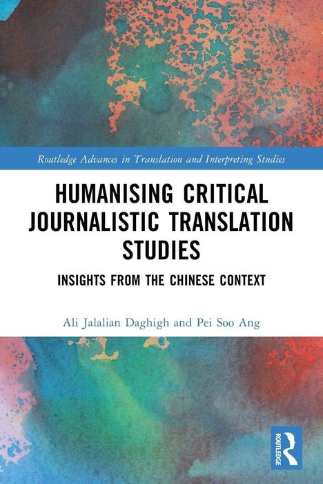 „Humanising Critical Journalistic Translation Studies“ ist der Titel. Aquarellähnlicher Hintergrund mit abstrakten Farben.