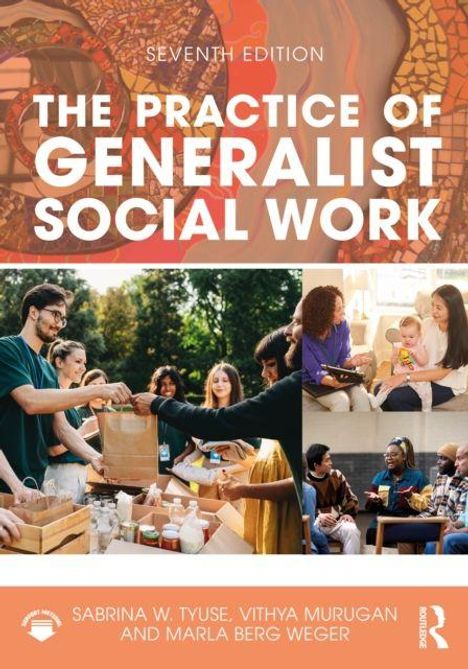 Titel: "The Practice of Generalist Social Work". Szenen von Menschen in sozialen Interaktionen.