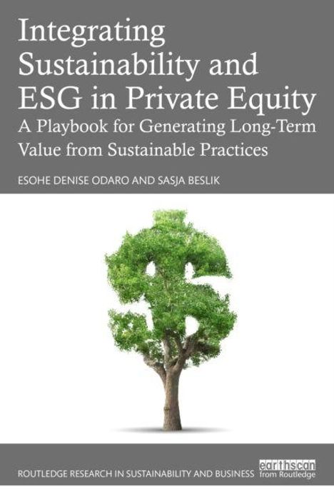 Titel: „Integrating Sustainability and ESG in Private Equity“. Ein Baum in Form eines Dollarzeichens.