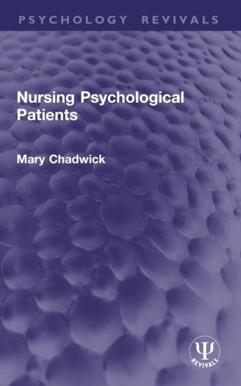 „Nursing Psychological Patients“ von Mary Chadwick. Blau-lila Hintergrund mit einer strukturierten, wabenartigen Oberfläche.