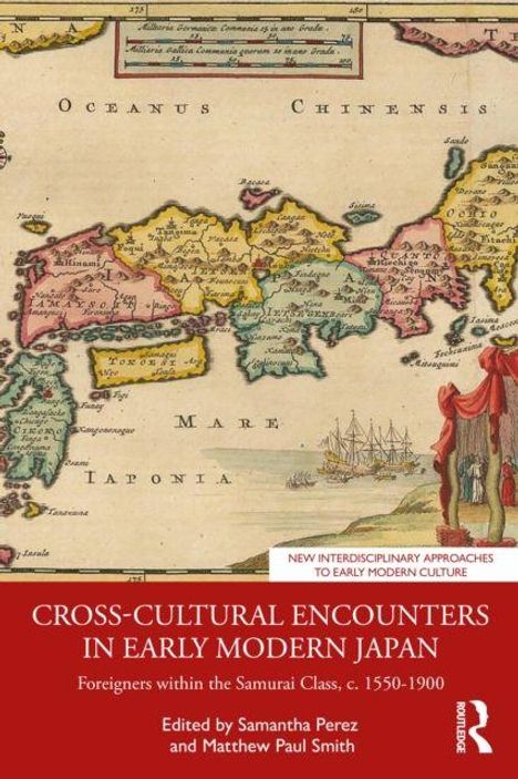 "Cross-Cultural Encounters in Early Modern Japan." Eine antike Karte von Japan, verziert mit künstlerischen Details.