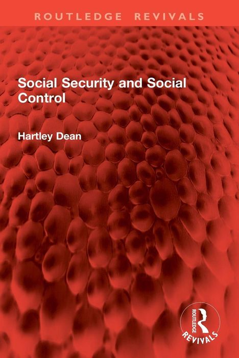 "Social Security and Social Control" von Hartley Dean. Rote, strukturierte Oberflächenillustration.