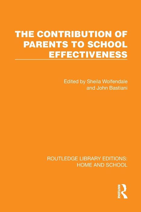 Titel: "THE CONTRIBUTION OF PARENTS TO SCHOOL EFFECTIVENESS". Orange Hintergrund, weißer Text. Logos unten rechts.
