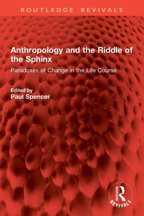 "Anthropology and the Riddle of the Sphinx", darüber abstrakte rote Struktur, rechts unten ein Logo.