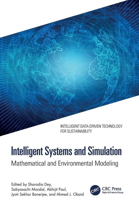 "Intelligent Systems and Simulation: Mathematical and Environmental Modeling" über einer blauen digital stilisierten Weltkarte.