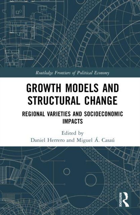 "GROWTH MODELS AND STRUCTURAL CHANGE" in großen Buchstaben. Darunter Diagramme und technische Zeichnungen als Hintergrund.