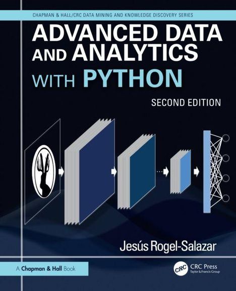 "Advanced Data and Analytics with Python, Second Edition, Jesús Rogel-Salazar." Diagramm von Datenverarbeitungsschritten.