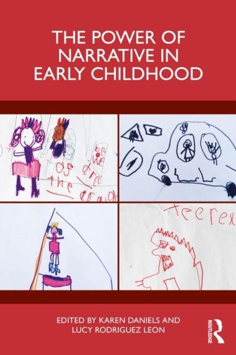"The Power of Narrative in Early Childhood" oben. Kinderzeichnungen in vier Feldern darunter.