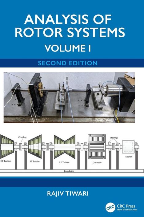 "Analysis of Rotor Systems Volume I Second Edition" oben, darunter Laboraufbau und technische Zeichnung eines Rotorsystems.