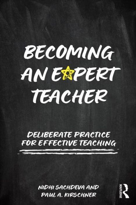 "Becoming an Expert Teacher" in weißer Schrift, gelber Stern als „A“ in Expert. Schwarzer Hintergrund, Names darunter.
