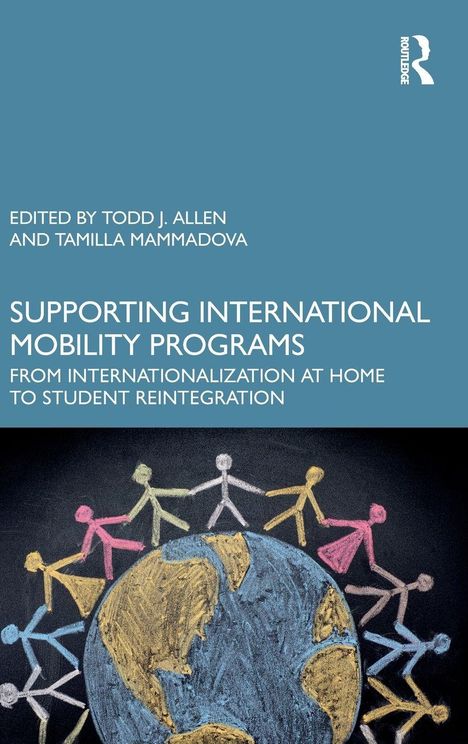 Titel: "SUPPORTING INTERNATIONAL MOBILITY PROGRAMS: FROM INTERNATIONALIZATION AT HOME TO STUDENT REINTEGRATION". Unten Illustration von Menschen um Erdkugel.