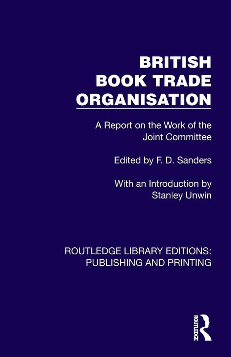 Text: "BRITISH BOOK TRADE ORGANISATION", Berichttitel und Herausgeber. Dunkler Hintergrund, schlichtes Logo unten rechts.