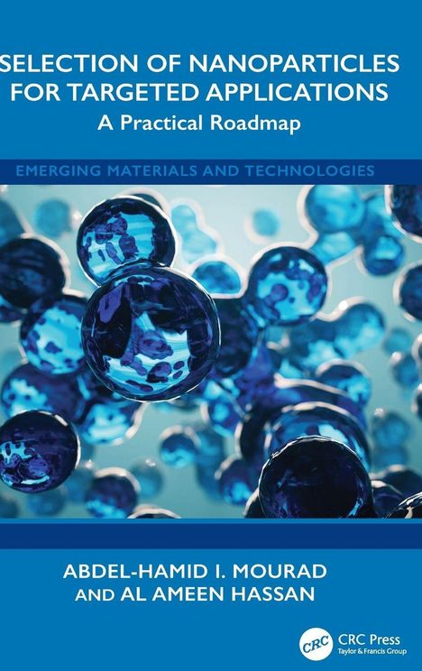Buchtitel: "Selection of Nanoparticles for Targeted Applications". Blaue, glänzende Kugeln schweben in der Mitte.