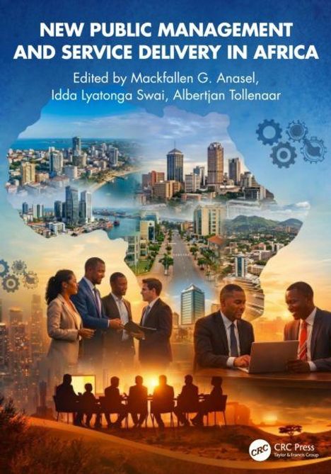 Titel: "New Public Management and Service Delivery in Africa". Hochhäuser, Geschäftsleute in Besprechungen.