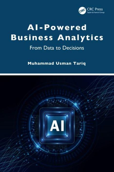Titel: "AI-Powered Business Analytics: From Data to Decisions" von Muhammad Usman Tariq. Unten: Blaues AI-Design.