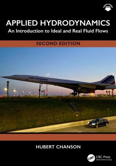 „APPLIED HYDRODYNAMICS“, „SECOND EDITION“, „HUBERT CHANSON“. Eine Concorde mit Air-France-Logo auf einem Sockel abgebildet.