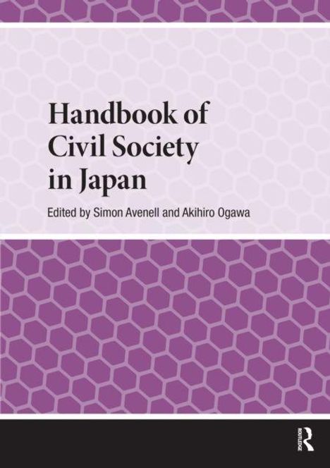"Handbook of Civil Society in Japan", bearbeitet von Simon Avenell und Akihiro Ogawa. Lila Sechskantmuster.