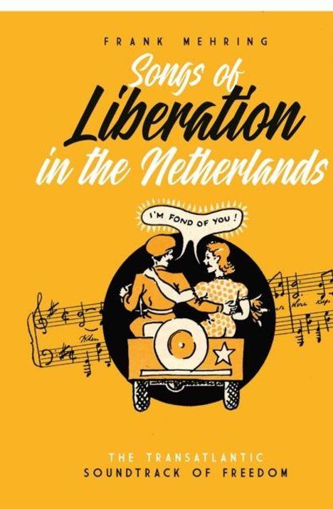 "Songs of Liberation in the Netherlands." Illustration: Zwei Menschen in einem Auto mit Notenblättern, ein Sprechblase: "I'm fond of you!"