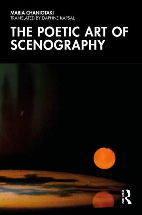 Buchtitel: "The Poetic Art of Scenography". Autorenname und Übersetzer erwähnt. Dunkler Hintergrund mit orangenem Lichtpunkt.