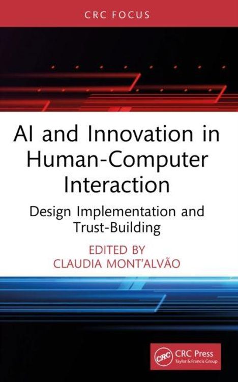 "AI and Innovation in Human-Computer Interaction", mit rotem Logo oben und unten auf weißem Hintergrund, rote und blaue Linien.