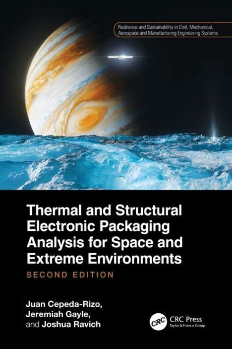 Aufschrift: "Thermal and Structural Electronic Packaging Analysis for Space and Extreme Environments". Bild: Planet im All.