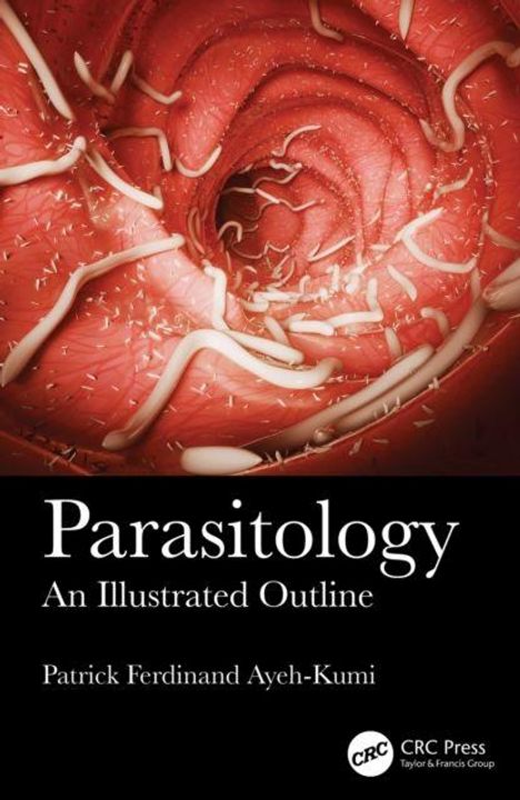 "Parasitology: An Illustrated Outline" von Patrick Ferdinand Ayeh-Kumi. Rotes, wurmartiges Inneres, querschnittartige Ansicht.