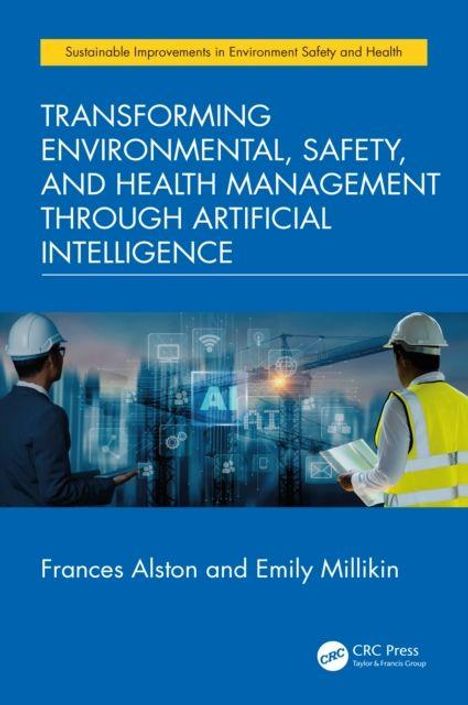 Texte: „Transforming Environmental, Safety, and Health Management Through Artificial Intelligence“. Zwei Bauarbeiter.
