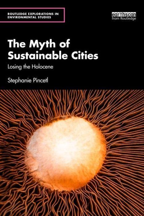"The Myth of Sustainable Cities: Losing the Holocene" von Stephanie Pincetl. Illustration zeigt ein organisches, faseriges Muster.