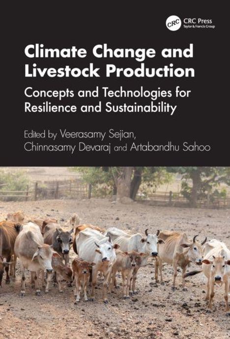 "Climate Change and Livestock Production" als Titel. Kühe und Kälber stehen auf einer staubigen Fläche vor einem Baum.