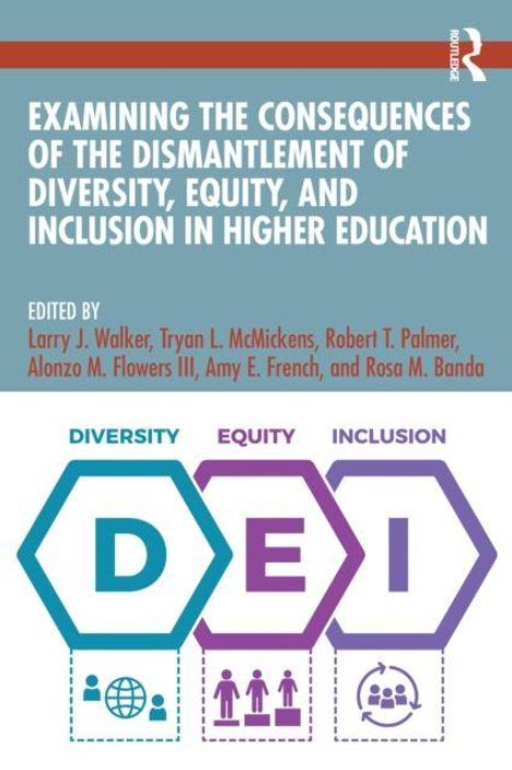 "EXAMINING THE CONSEQUENCES OF THE DISMANTLEMENT OF DIVERSITY, EQUITY, AND INCLUSION IN HIGHER EDUCATION." Dreieckige Symbole.