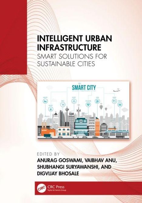 "INTELLIGENT URBAN INFRASTRUCTURE: SMART SOLUTIONS FOR SUSTAINABLE CITIES. Illustration einer modernen Stadtansicht."