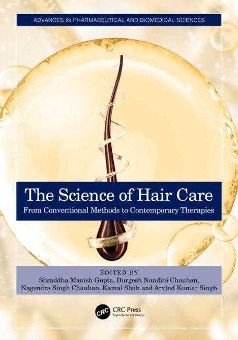 Buchcover mit Titel "The Science of Hair Care" und Herausgebernamen. Im Hintergrund ein glühender Kreis mit Haarsträhne.