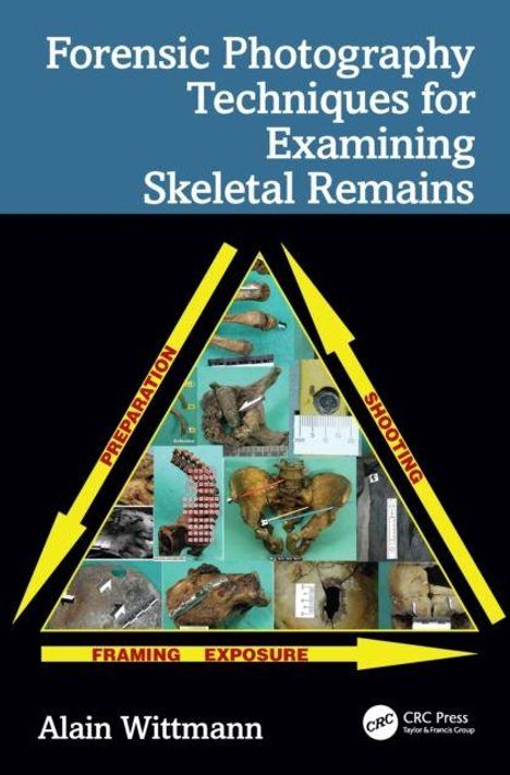 "Forensic Photography Techniques for Examining Skeletal Remains" und "Alain Wittmann". Illustration eines Dreiecks mit Knochenfotos.