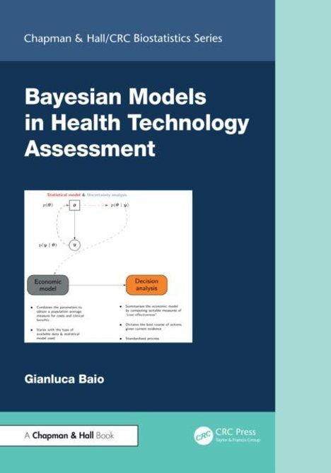 "BAYESIAN MODELS IN HEALTH TECHNOLOGY ASSESSMENT" beschreibt den Titel eines Buches. Darunter eine grafische Darstellung.