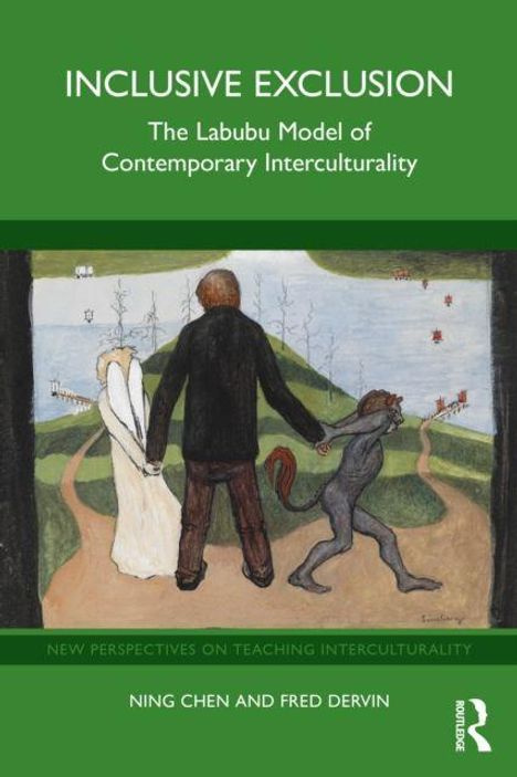 "INCLUSIVE EXCLUSION: The Labubu Model of Contemporary Interculturality." Illustration: Drei Figuren auf einem Weg.
