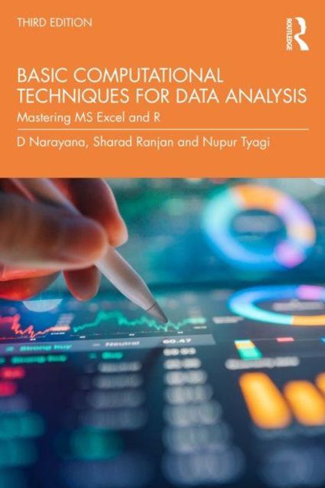 Titel: Basic Computational Techniques for Data Analysis. Eine Hand zeigt auf bunte Diagramme auf einem Bildschirm.