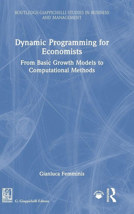 Cover mit Text: "Dynamic Programming for Economists", "Gianluca Femminis". Blaues Muster im Hintergrund. Logos unten.