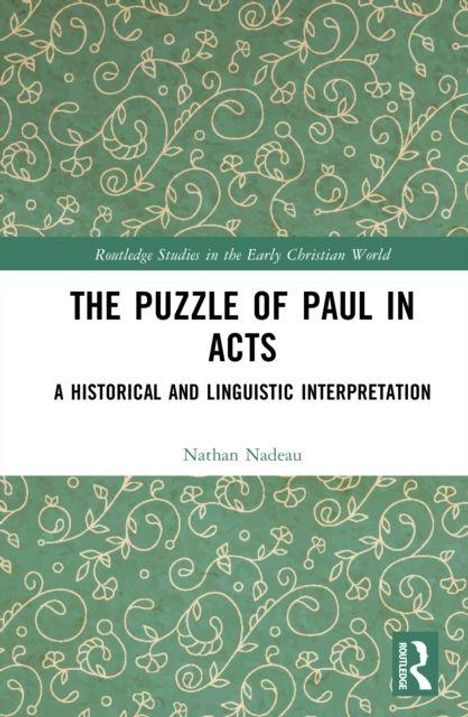 Text: "The Puzzle of Paul in Acts: A Historical and Linguistic Interpretation." Grünes, gemustertes Cover mit weißen Blumen.