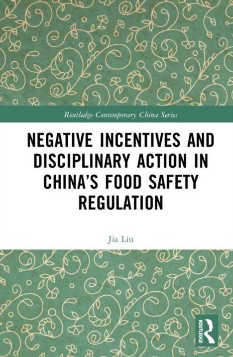 Buchtitel: "Negative Incentives and Disciplinary Action in China's Food Safety Regulation" von Jia Liu. Grünes Muster.