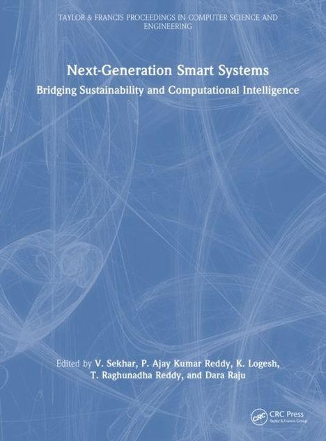 "Next-Generation Smart Systems: Bridging Sustainability and Computational Intelligence." Abstrakte blaue Linien im Hintergrund.