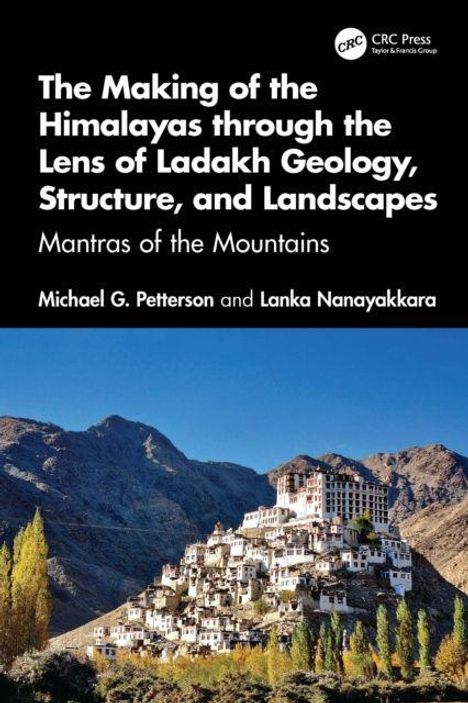 Oben: "The Making of the Himalayas through the Lens of Ladakh Geology, Structure, and Landscapes." Darunter: Ein Kloster vor Gebirgslandschaft.